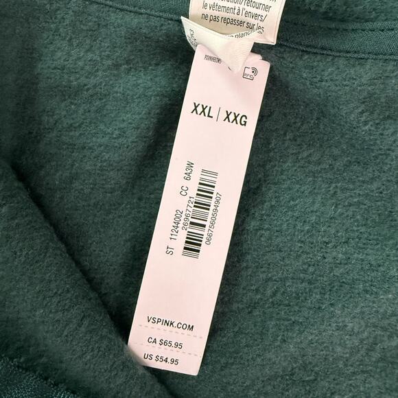 Victoria's Secret PINK Long Sleeve Full Zip Green Hoodie Sweatshirt Size XXL - Picture 9 of 9